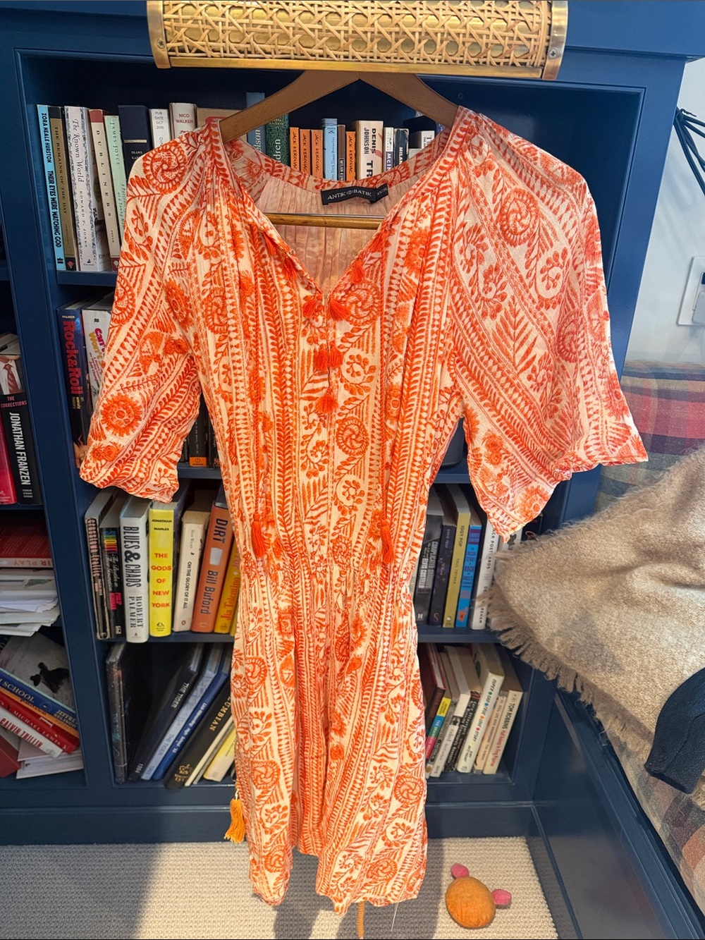 Antik Batik Orange and White Printed Midi Dress